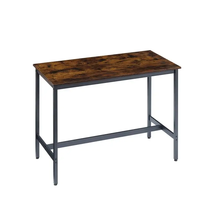 طقم طاولة حانة على الطراز الصناعي مكون من 7 قطع، 6 كراسي بار من جلد البولي يوريثان، بني ريفي، 47.2 بوصة طول × 23.6 بوصة عرض × 35.4 بوصة ارتفاع، مثالي للمطبخ، #6