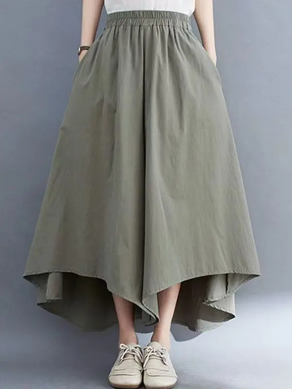 

plus Size Wide Leg Pants Elastic Waist Slimming Asymmetrical 2026 New Summer Drapey Loose Fat MM Nine Point Skirt Pants
