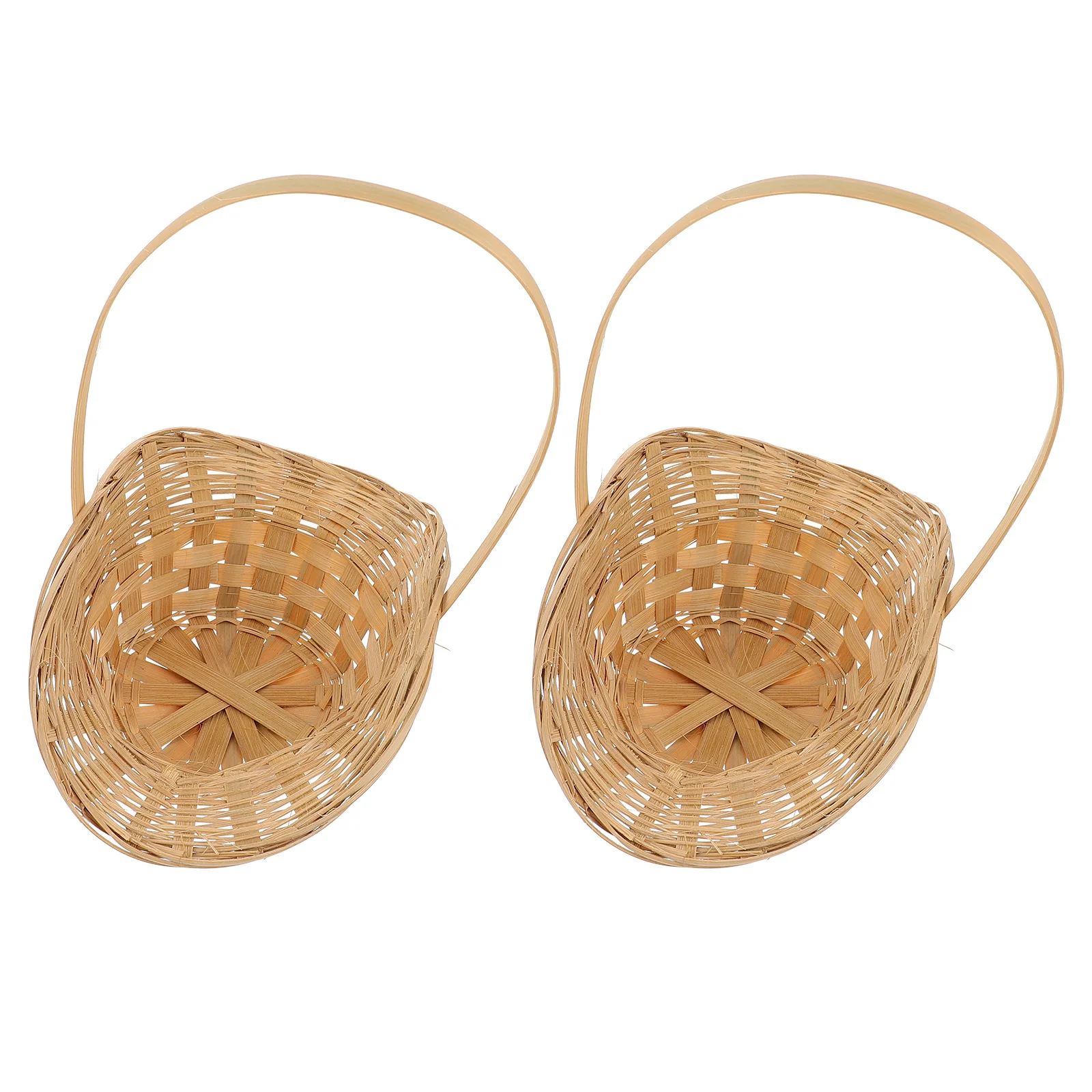 

2Pcs Bamboo Hand Rattan Basket Multi-Functional Snack Bread Fruit Holder Portable Storage Decorative Container