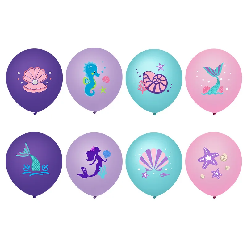 حورية البحر بالونات اللاتكس النثار الهواء الهيليوم Globos أدوات المائدة القابل للتصرف ل 1st الاطفال فتاة حورية البحر موضوع حفلة عيد ميلاد الديكور