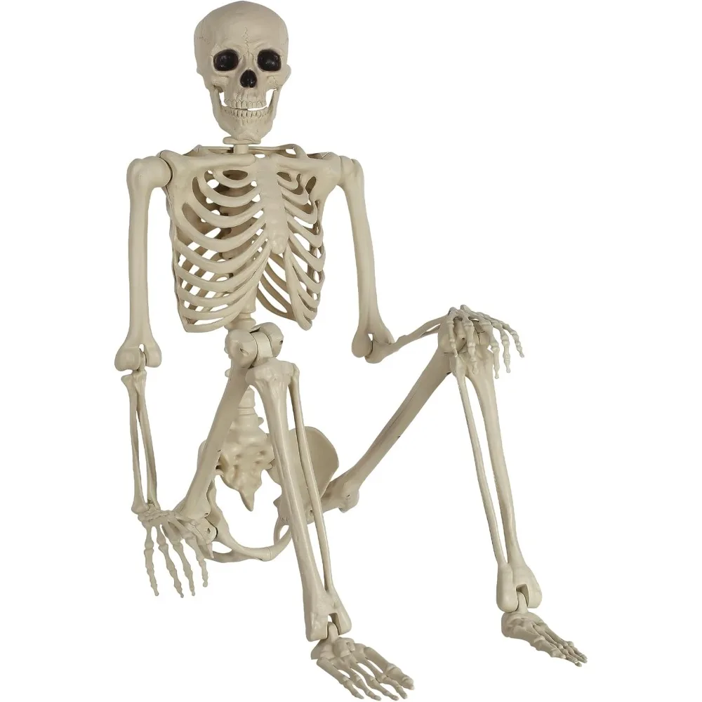 

Party City Life-Size Skeleton Poseable, 5ft - Full Size Skeleton Halloween Decor with Attached Cord for Hanging