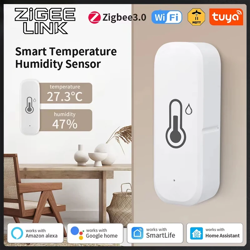 Tuya WiFi/Zigbee Temperature And Humidity Sensor App Control Indoor Thermometer Monitor Home Automation Works With Alexa Google