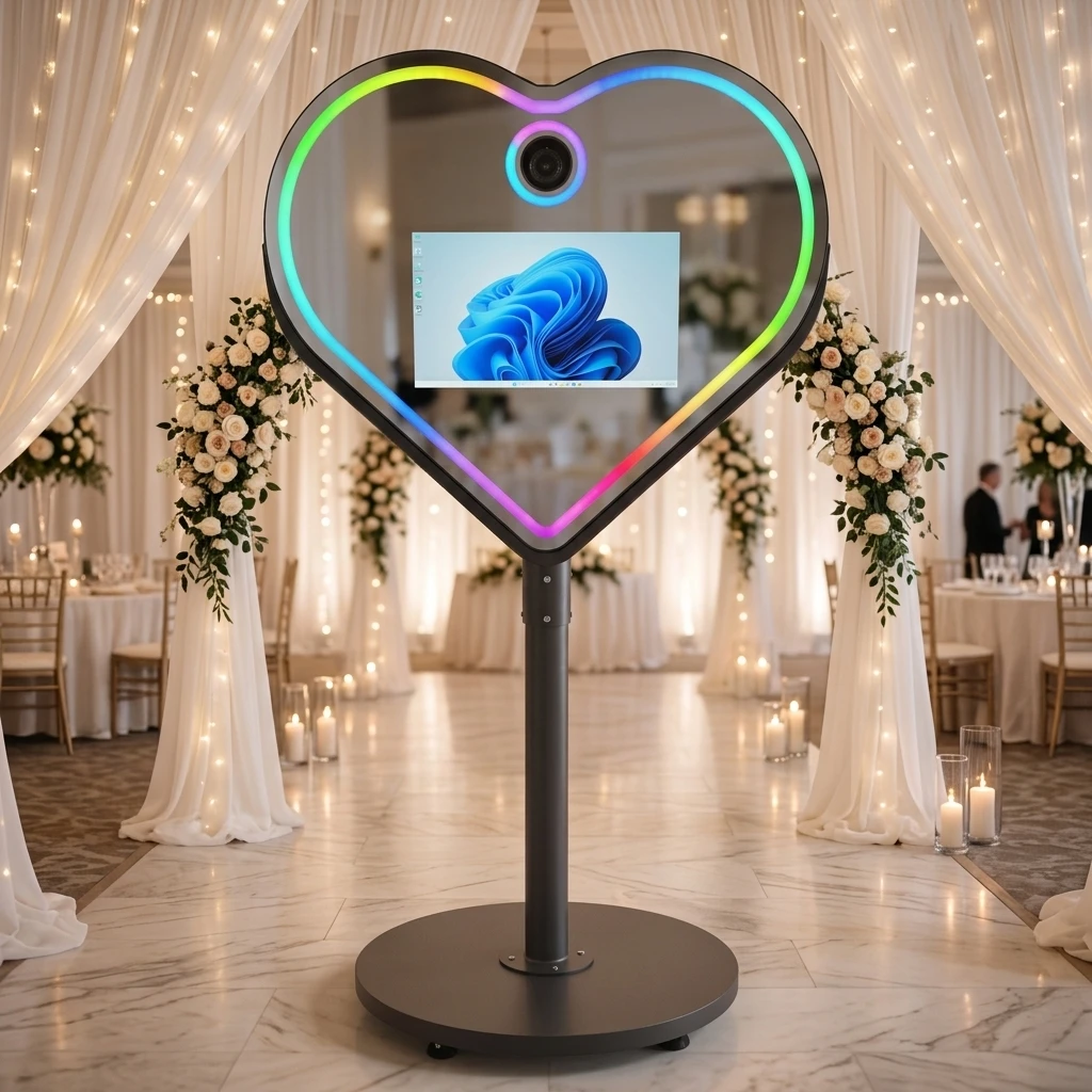 

Portable Touch Screen Magic Mirror Photo Booth Selfie Kiosk Machine for Wedding Birthday Party Event Rental