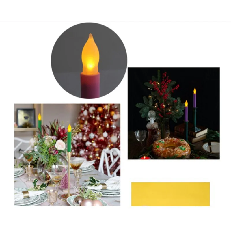 AD23-Simulatie Vlamloze LED-kaarslicht Lange paal Traankaars Verjaardag Kleurrijke schelp Geel flitsdecoratielicht