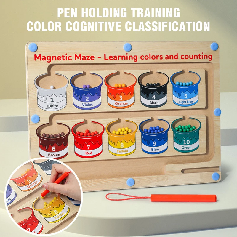 Montessori Color Sorting Math Toys Kids Magnetic Pen Moving Bead Games Arithmetic Learning Fine Motor Training Educational Toys