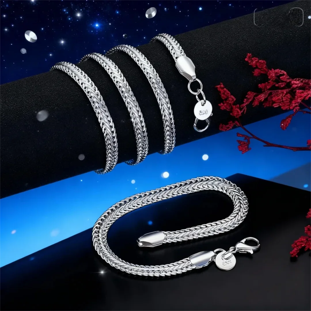 

Оригинальный дизайнерский комплект из стерлингового серебра 925 пробы, красивые браслеты с геометрией 6 мм, ожерелья, комплект ювелирных изделий для женщин и мужчин, свадебные модные подарки