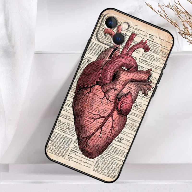 Anatomical Heart Anatomy Case For iPhone 14 16 15 Pro Max 11 12 13 Mini 7 8 Plus X XR XS MAX Soft Shockproof Cover