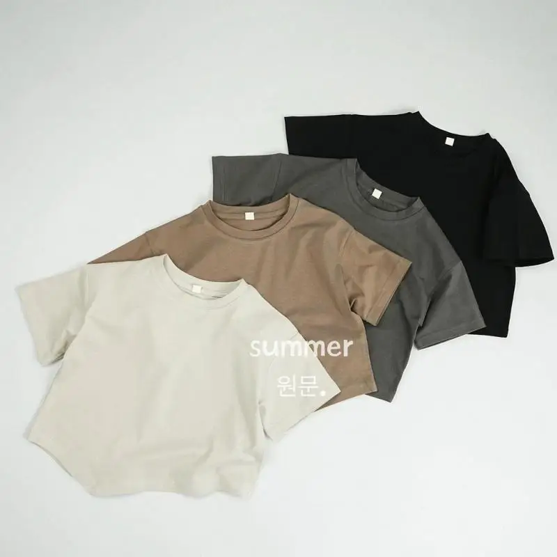 

2025 Summer New Children Short Sleeve T Shirts Thin Cotton Girls Solid Simple T Shirts Boys Versatile Tops Kids Casual Tee