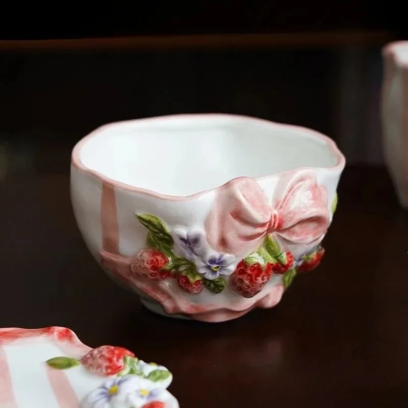 Romantic-style Girl's Heart-shaped Tableware Set, Creative Berry Flower Bowl,plates, Spoons, Mug, Afternoon Tea Cup ,Home Use - view 5