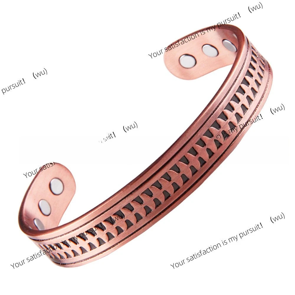 Copper bracelet retro C-shaped opening magnetic pure copper bracelet magnet copper bracelet hand jewelry