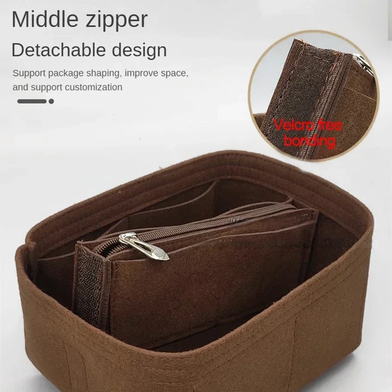 Organizer Insert Bag Innen aufbewahrung Filz Geldbörse Shaper Kosmetik Aufbewahrung seins atz Handtasche mit Reiß verschluss passend für h Picotin