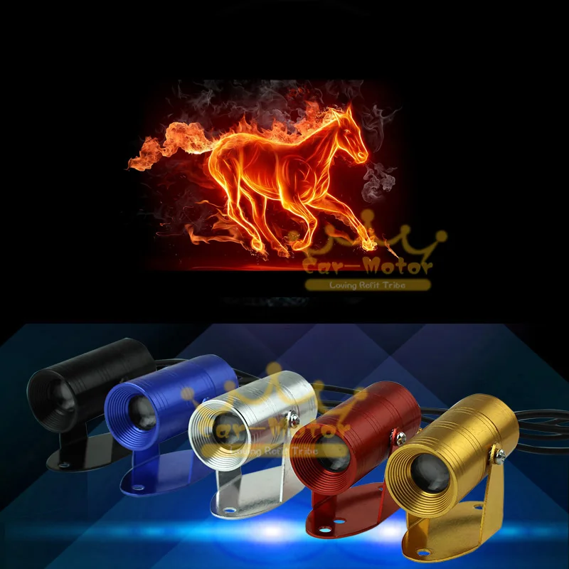 

1pc Flaming Horse Logo 3D LED Motorcycle Light Laser Projector Ghost Shadow Spotlight Universal New Hot Sale