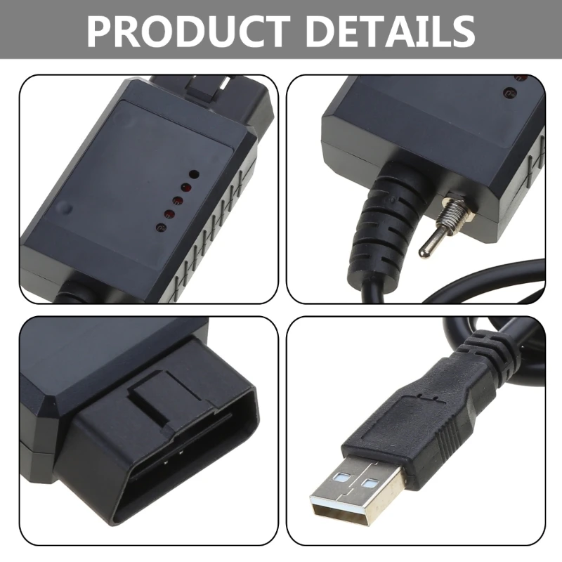 Elm 327 Chip Code Reader USB Diagnosis on for Windows with V1.5 PIC18F25K80 Chip OBD2 Adapter for Lin-coln Ma-zda Mer-cu