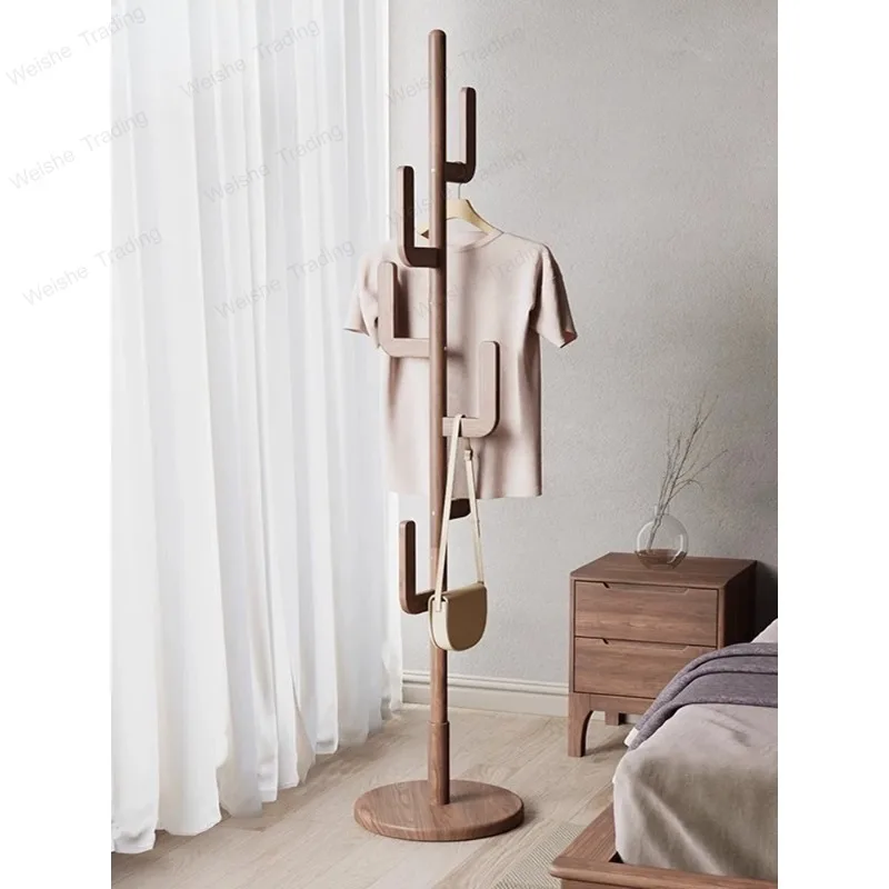 Solid wood coat rack floor-to-ceiling bedroom household hanger room bedside vertical