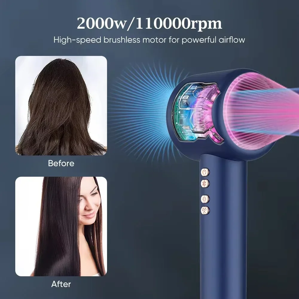 Professional High Speed Hair Dryer Styling Tools 1600w Constant Temperature Hair Care Negative Ion Quick Dry Leafless Hair Dryer