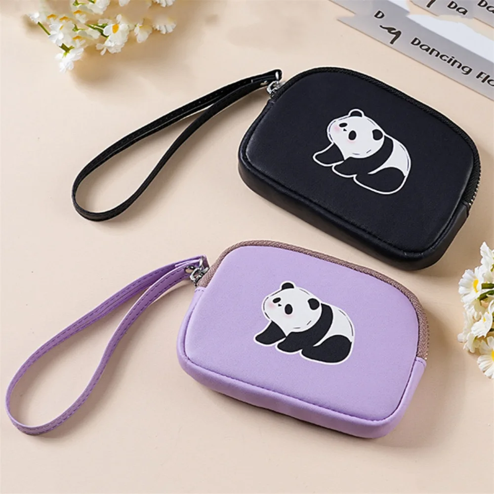 Portamonete corto in pelle modello panda Portamonete da donna piccolo portamonete Tasca portachiavi Portafogli Porta carte con cerniera