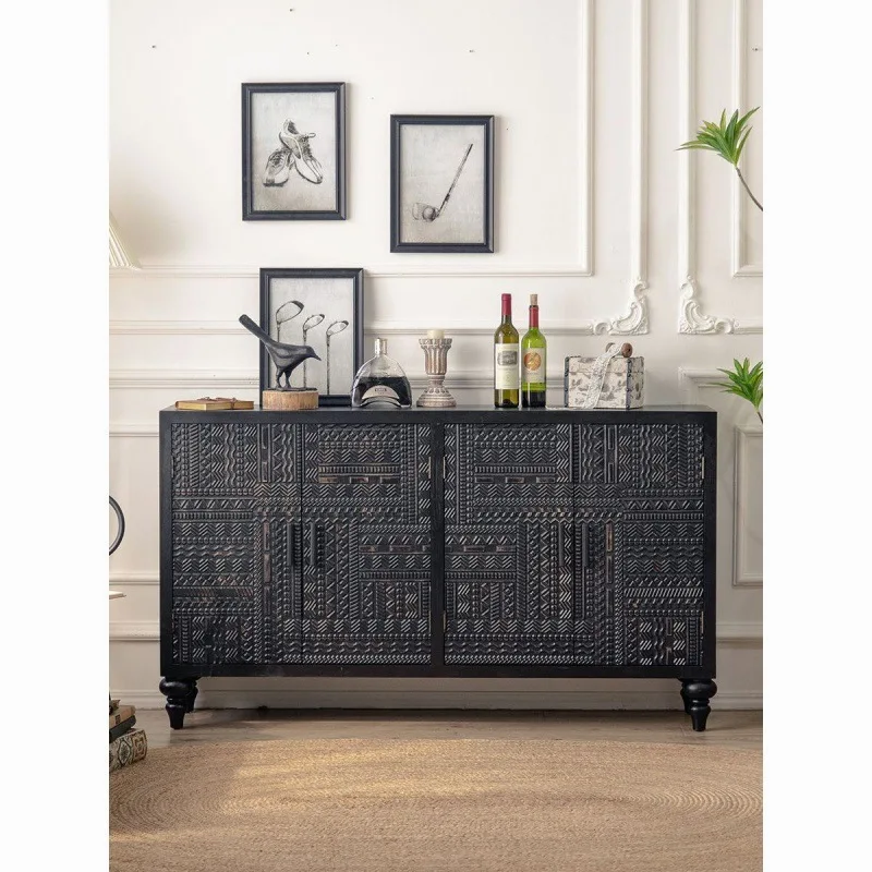 

French retro dining side cabinet, chest cabinet, living room locker, entrance cabinet, solid wood display cabinet