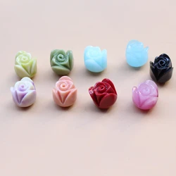 DIY 주얼리 팔찌 목걸이 제작용 인공 산호 튤립 꽃 비즈, 핑크 베이지 컬러 카보숑 패션 비즈, 10mm