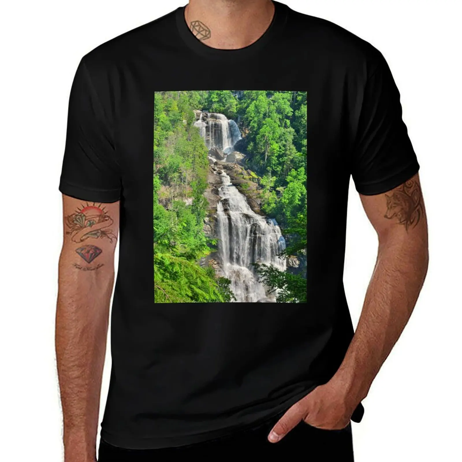 Upper Whitewater Falls NC Summertime Vertical T-Shirt Fitness Quick Dry Short Sleeve Top T-Shirt