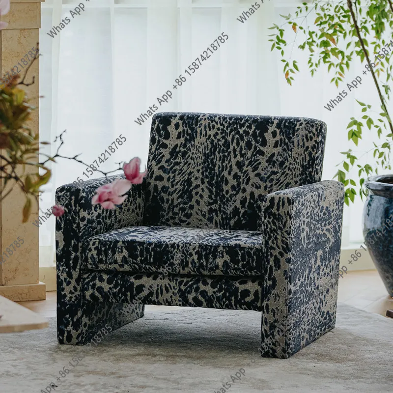 Leopard print medieval Italian haute couture modern leisure chair light luxury living room single sofa
