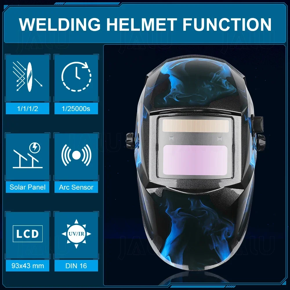 Solar Welding Facemask Automatic Dimming Face Shield LCD Screen Auto Darkening Welder Helmet for Arc Welding Grinding Cutting