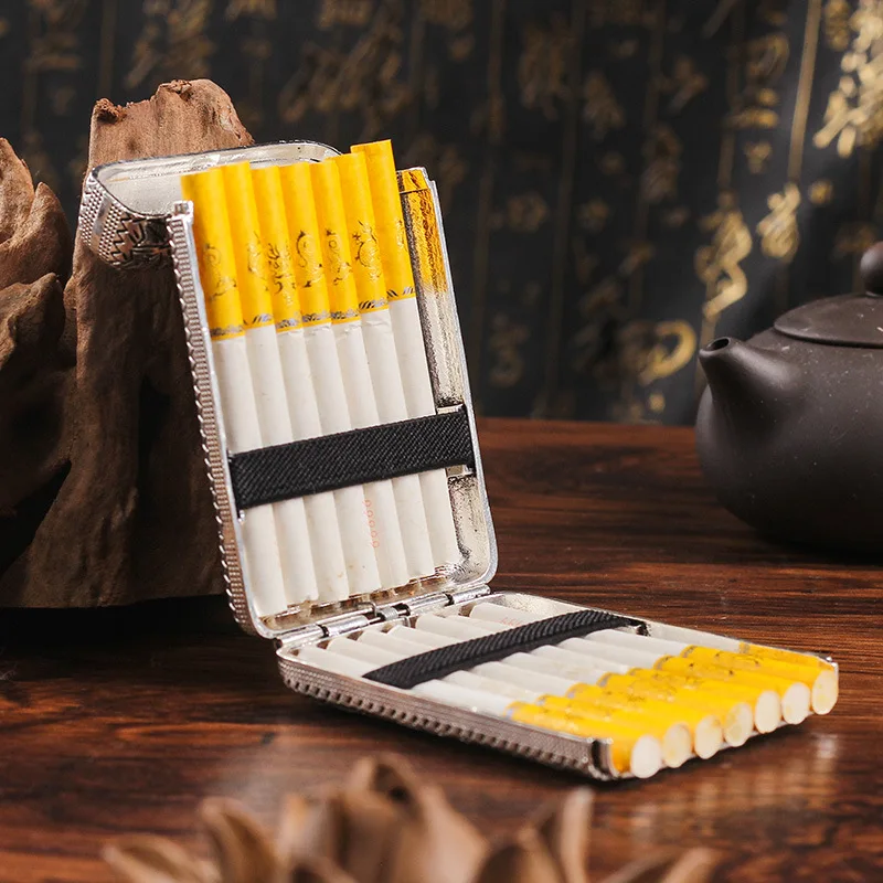 Cigarette Case Box Container Luxury Vintage Carved Cigarettes Tobacco Case Box Holder Pocket Storage Case Box Gifts