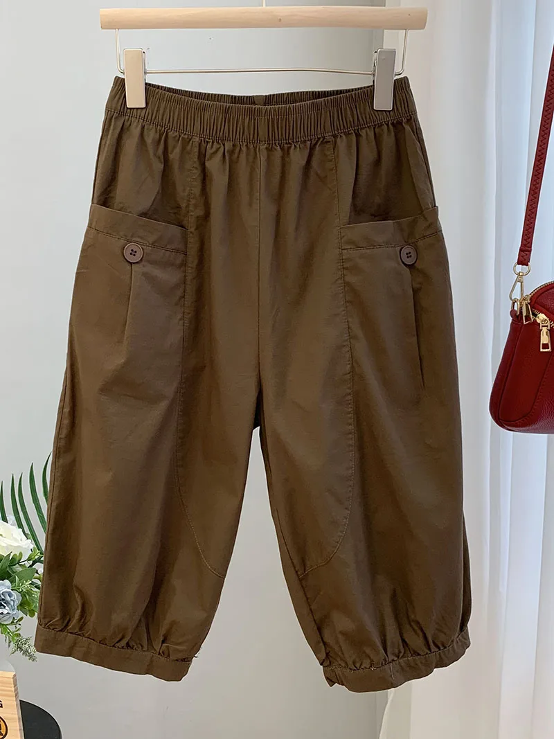 2025年夏 レディース 純綿 カジュアルパンツ ルーズ 薄手 ストレートパンツ 無地 多用途 トレンド トラウザーズ