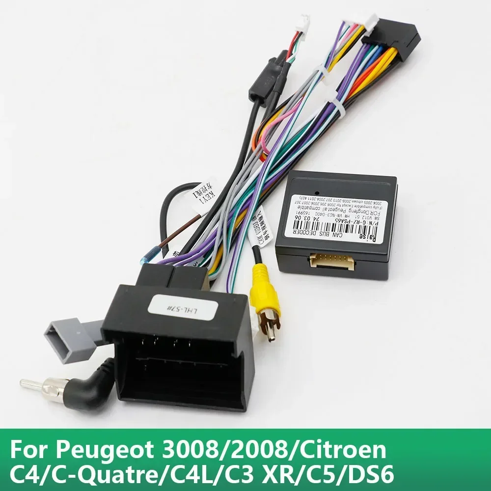 

16-pin Car Android Stereo Wiring Harness For Peugeot 3008/2008/Citroen C4/C-Quatre/C4L/C3 XR/C5/DS6