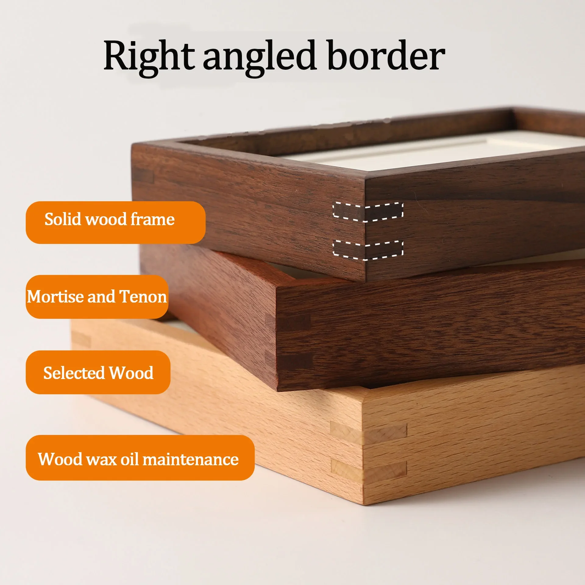 Solid Wood Photo Frame High-Quality Black Walnut/Teak Mortise and Tenon Right Angled Border Picture Frame Display Home Decor