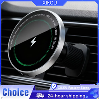 15W Fast Wireless Charging Car Phone Holder - MagSafe-Compatible Air Vent Clip - For iPhone 12-17 Pro Max MagSafe-Enabled Phone