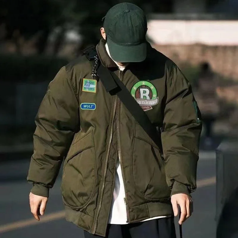 

Unisex Winter Pilot Jacket Japanese Style Oversized Cotton Coat Warmth Streetwear Essential for Daily Wear