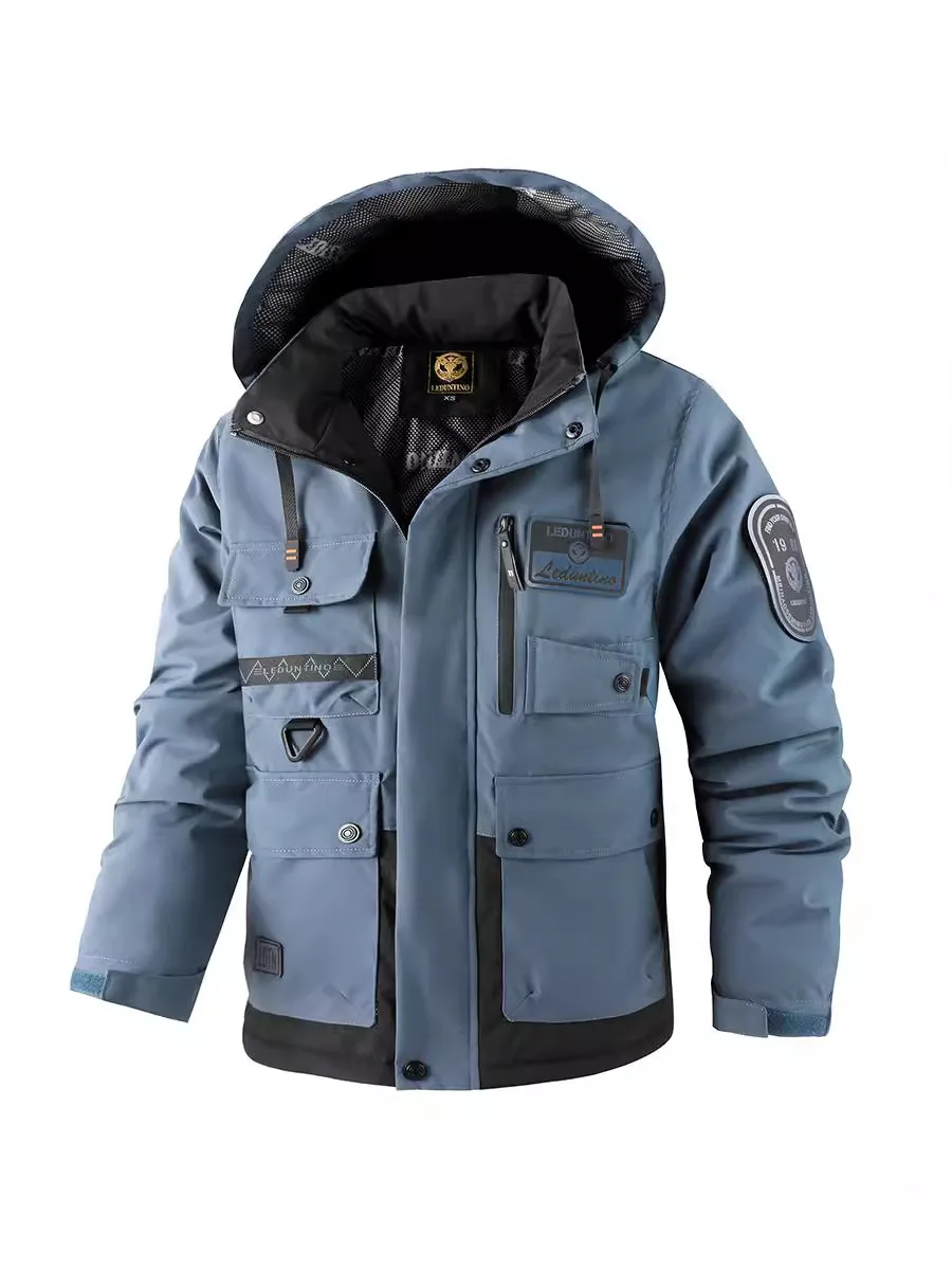 Neue Herren dicke gepolsterte Jacke Outdoor warm gepolsterte Jacke Winter Herren große Kapuzen jacke wasserdicht