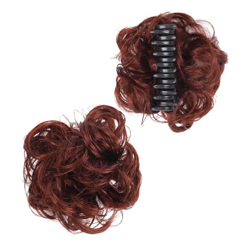 Fashion Wig Hair Claw Bun Messy Scrunchies Hairpiece Accessories Claw Clip Chignon Curly Fake Hair Elastic Hair Band for Women