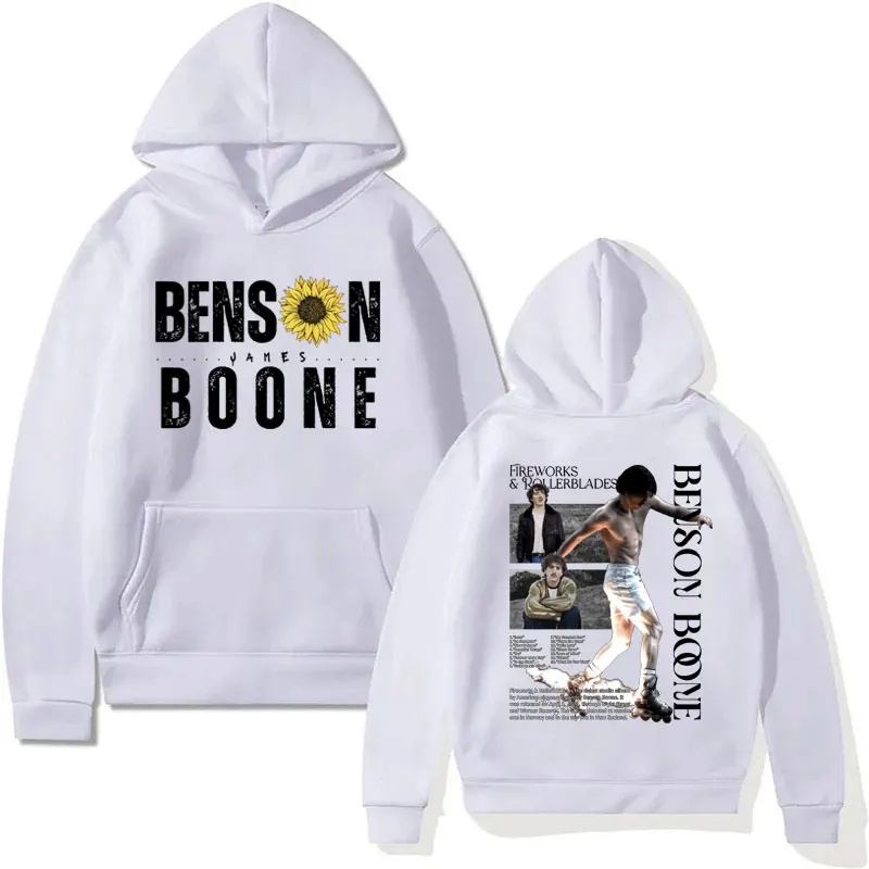 Benson Boone Zipper Hoodies Fireworks & Rollerblades 2024 Tour Hip Hop Sweatshirt Men's Fashion Harajuku Oversized Sweatshirts