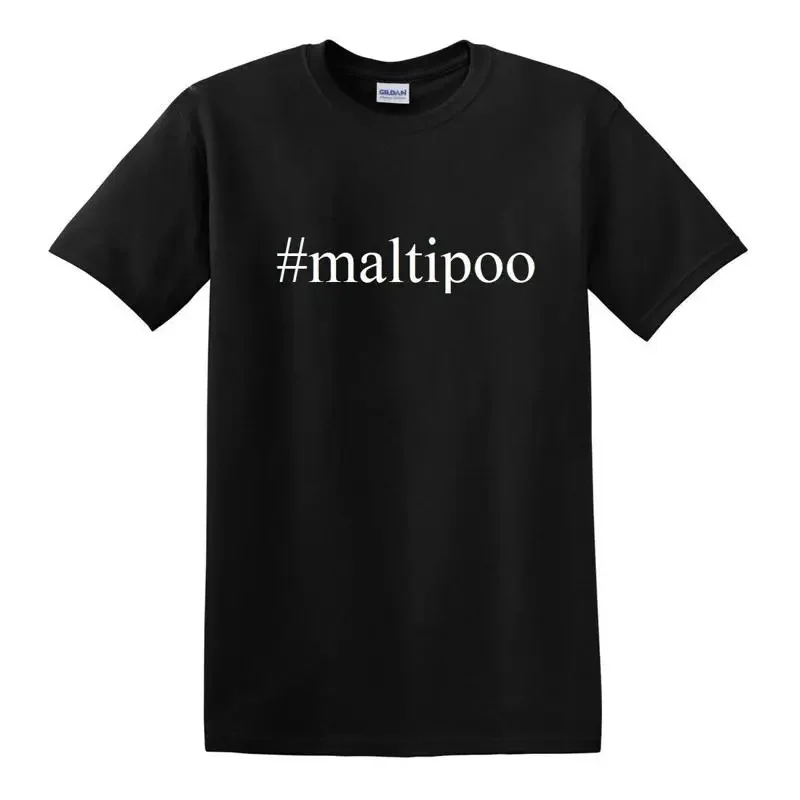 Camiseta divertida con hashtag Maltipoo, camiseta de algodón negro para perros y cachorros