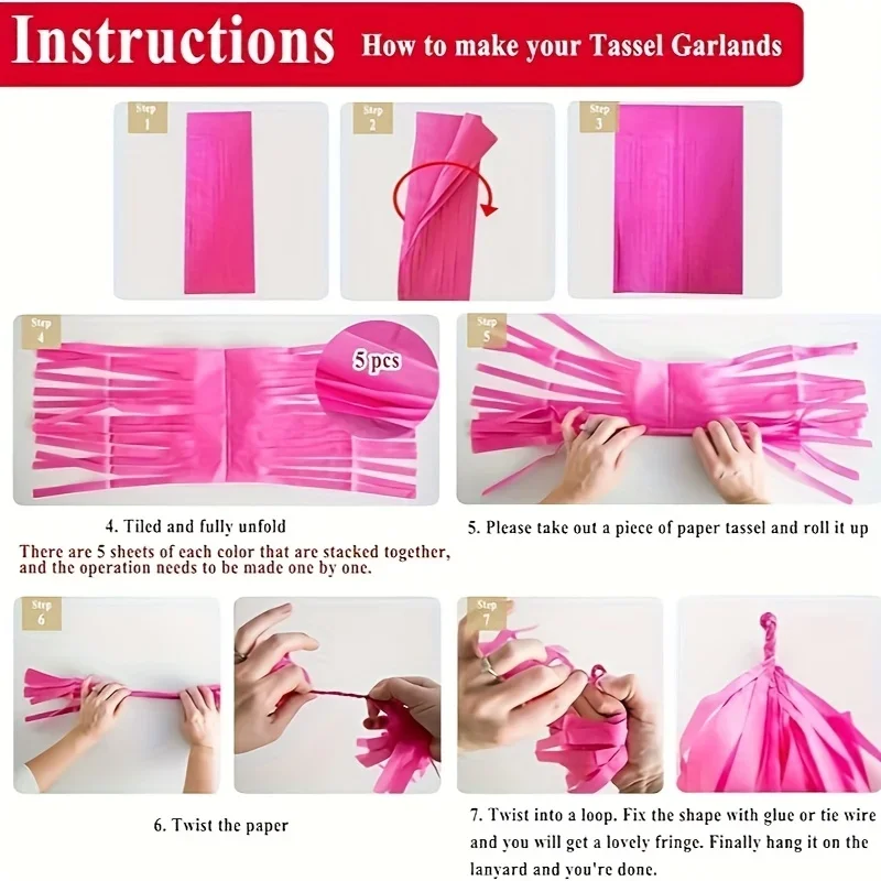 Picture 7: 3colors  15pcs Dark/Light Blue White set Paper Tassel Garland DIY Kit for Rainbow Color, Spring, Candy, Easter