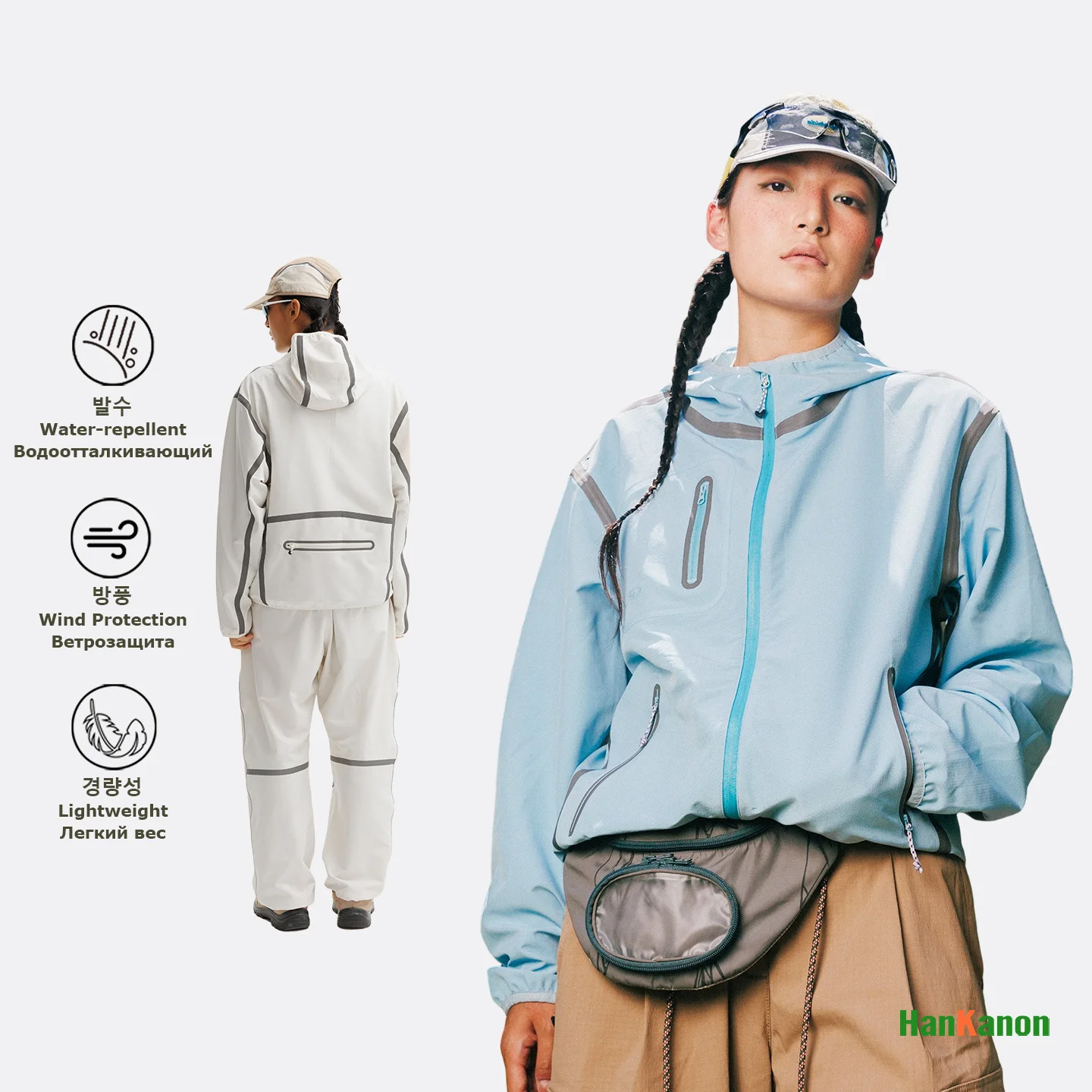 

Unisex Waterproof Sports Suit Taped Seams Windbreaker Reflective Hooded Jacket & Cargo Pants Set Packable Outdoor Tracksuit 2026