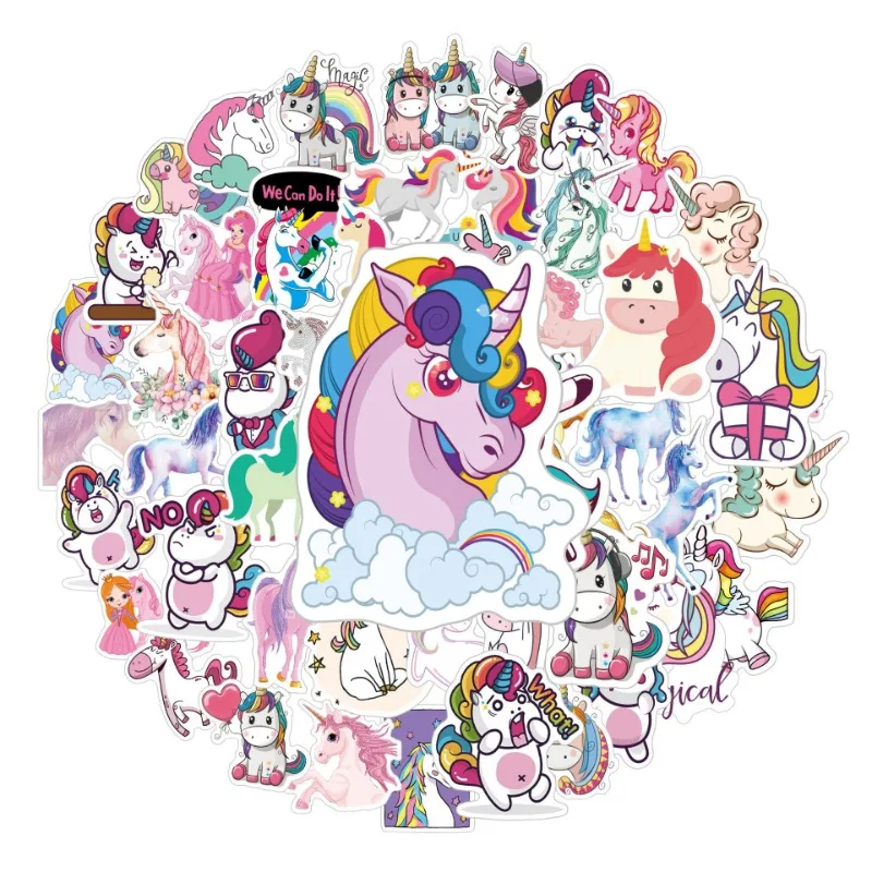 50pcs Unicorn Graffiti Sticker Suitcase Water Cup Stationery Mobile Phone Car Scooter Laptop Refrigerator Decoration Sticker