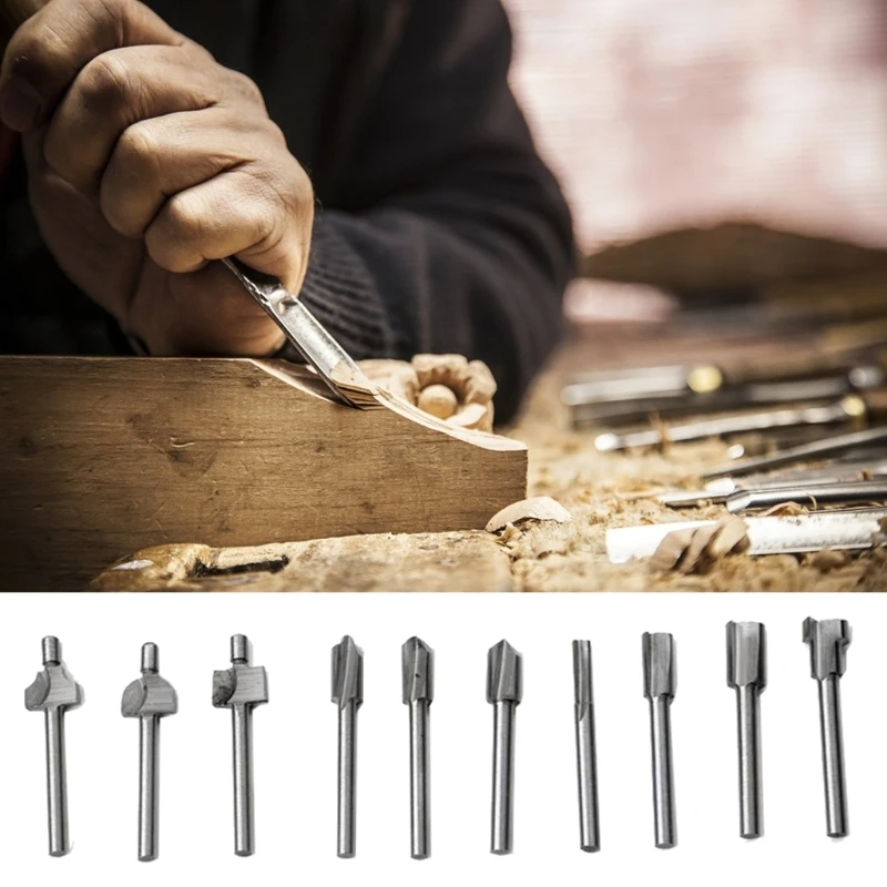 10pcs Cutter Milling Set HSS Router Bits Rotary Tool for Home DIY Use