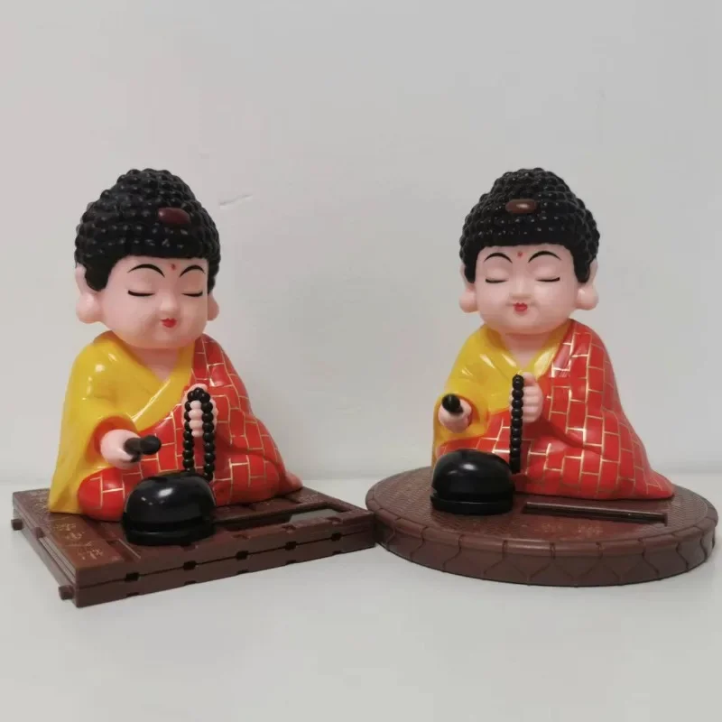 

Car solar energy to nod and knock wooden fish figure Zen home Buddhist hall living room little sami creative car decoration supp