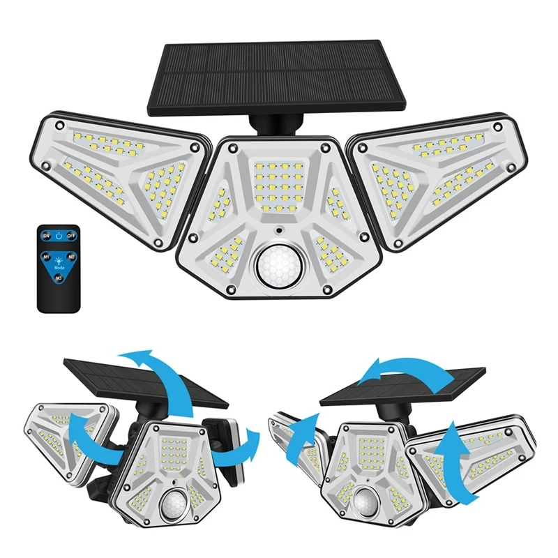 1/2Pcs Solar Outdoor Lights, 113 LED Security Lights With Remote Control, 270 Degree Angle Adjusted, Outdoor IP65 Waterproof, 3 Lighting Modes, 1.5W Solar Panel, PIR Human Detect, Garden Yard Solar Wall Lights