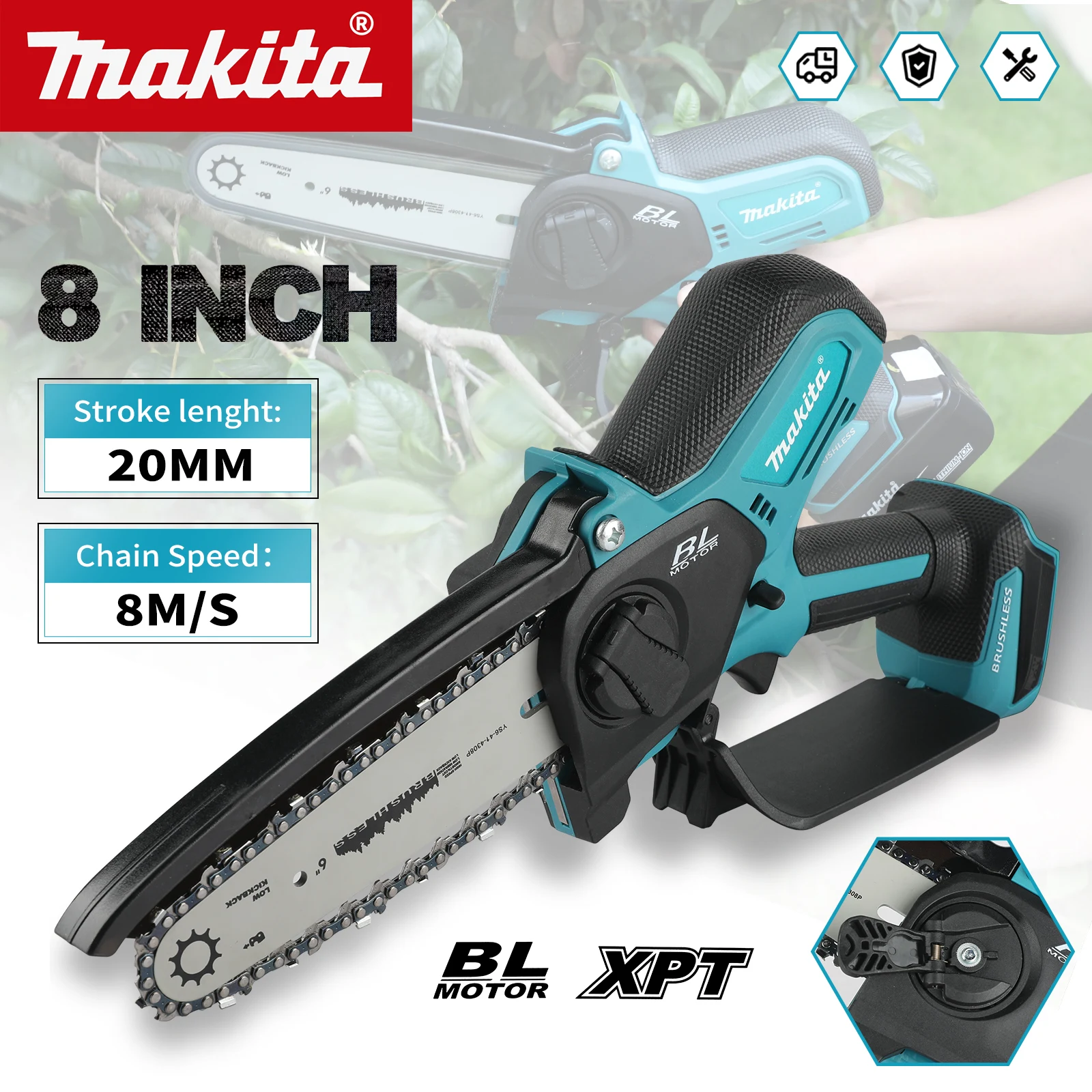 Makita UC286 18V Brush‑less Mini Chainsaw Digital Display Screen Chain Speed For Orchard Pruning Branch‑Cutting Hand tools Only