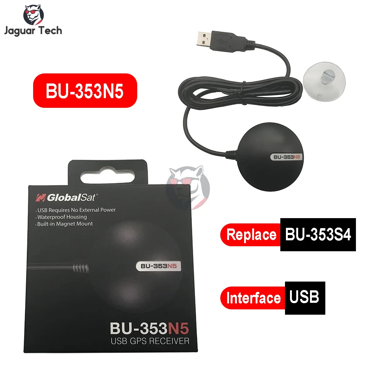 Waterproof BU-353N5 GlobalSat USB GPS Receiver G-mouse BU353N5 Replace BU-353S4 MediaTek AG3335MN GPS GLONASS BDS QZS SBAS