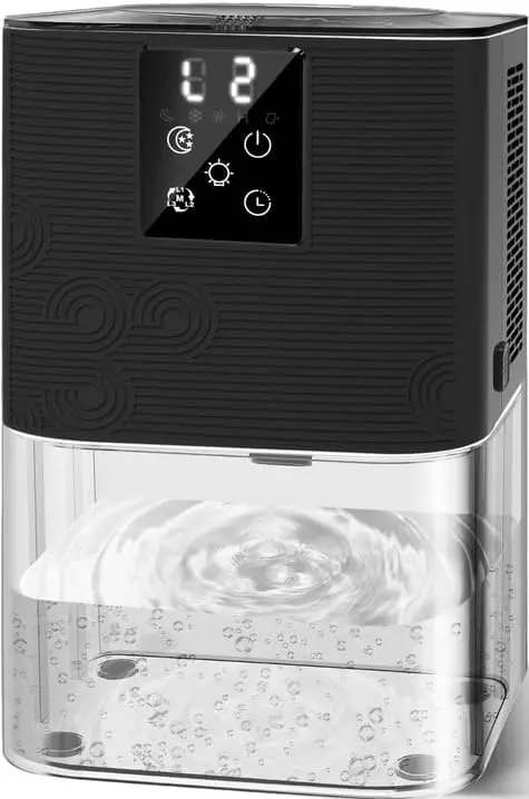 

3L Portable Dehumidifier for Home, Bathroom & RV - Quiet Operation with Auto Shut-Off, Timer & 7-Color LED