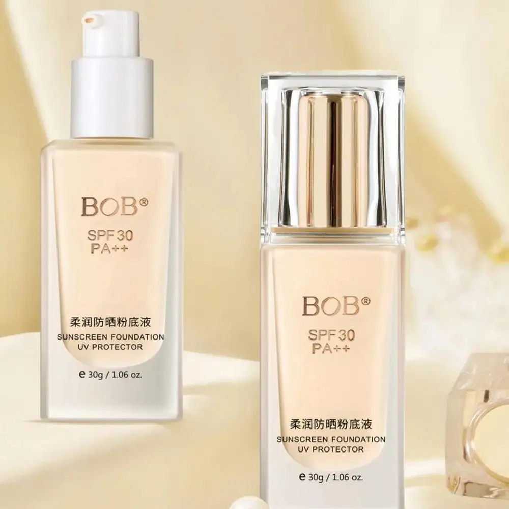 Base de Maquillaje Líquida Ligera, Resistente al Sudor, con Contorno Facial Natural, Protector Solar Líquido, 30 ml, Crema Base Facial