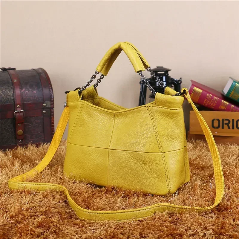 Moda rosso grigio bianco nero giallo Top Grain borse da donna in vera pelle borse a tracolla da donna da donna Tote femminile M8920