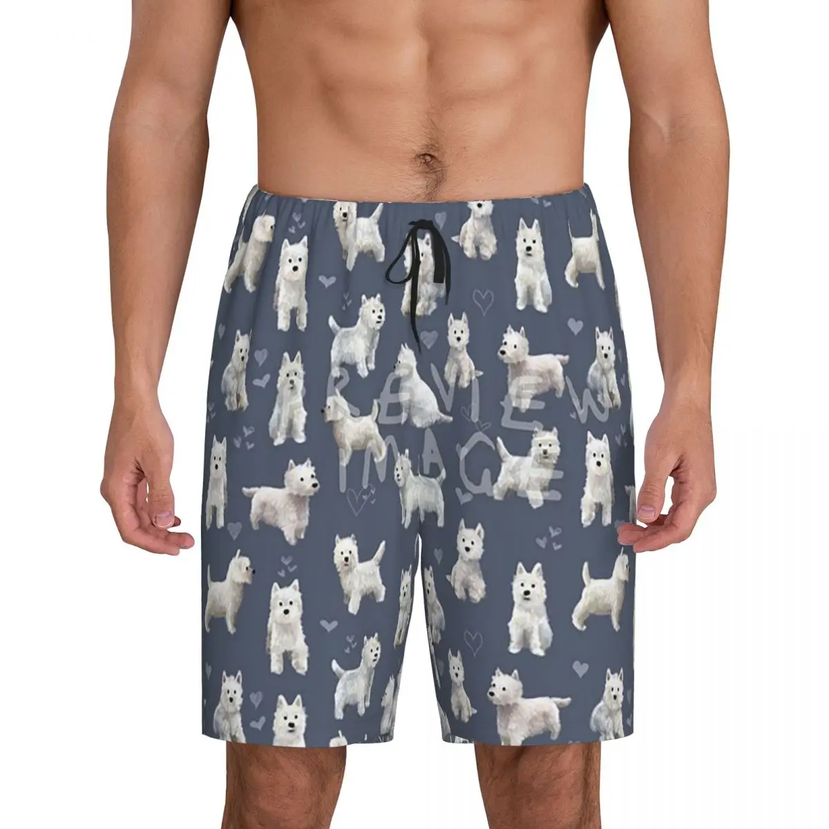 

Custom The West Highland Terrier BLU Short Pajama Pants Men Sleepwear Sleep Lounge Bottom Shorts Sleeping Pants