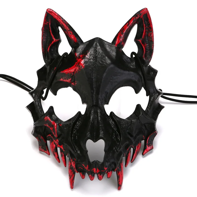 Half-face Blood Mask Men Dragon Tiger Wolf Mask Horror Halloween Costume Props Animal Skeleton Mask Party Cosplay Props