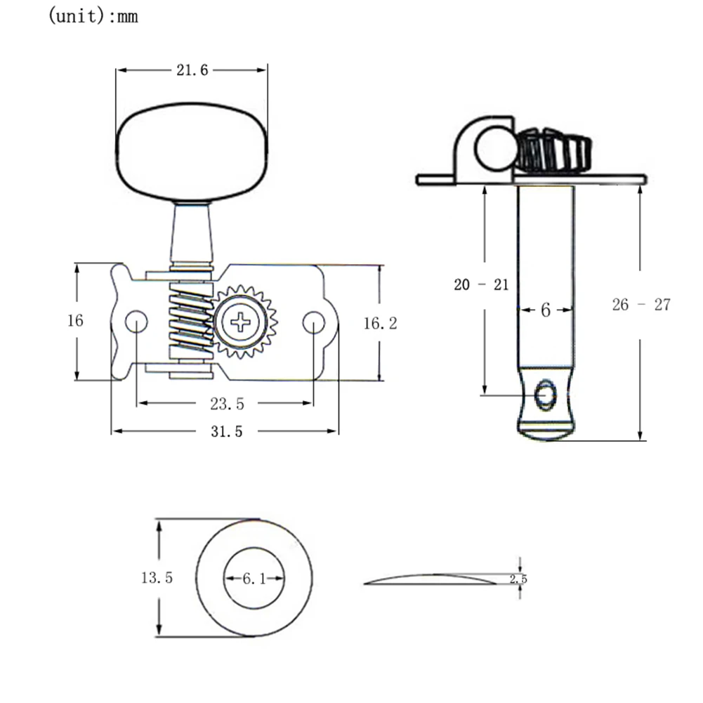 6Pcs Acoustic Guitar Open String Button 3L 3R Guitar Machine Head Key Peg Tuners Metal Tuner Machine Heads Guitar Accessories