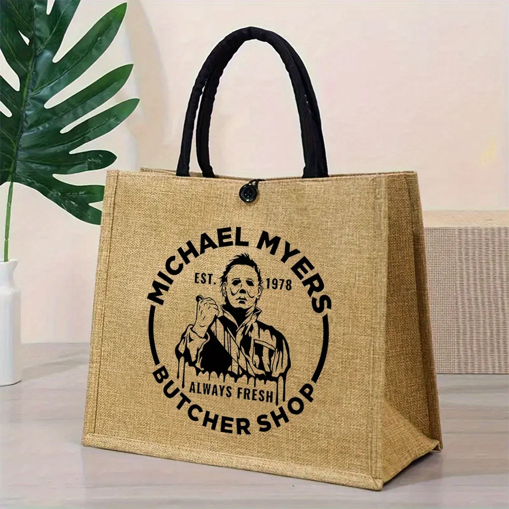 

Льняная сумка-тоут на Хэллоуин, легкая пляжная сумка для покупок с застежкой-пряжкой, для дочери, лучшей подруги, на Рождество и праздники